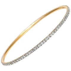 4.50 Carat 18 Karat Yellow Gold Eternity Diamond Bangle Bracelet