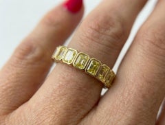 4.50 Carat 18K Yellow Gold Fancy Yellow Diamond Eternity Band Ring