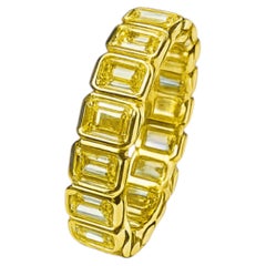 4.50 Carat 18K Yellow Gold Fancy Yellow Diamond Eternity Band Ring