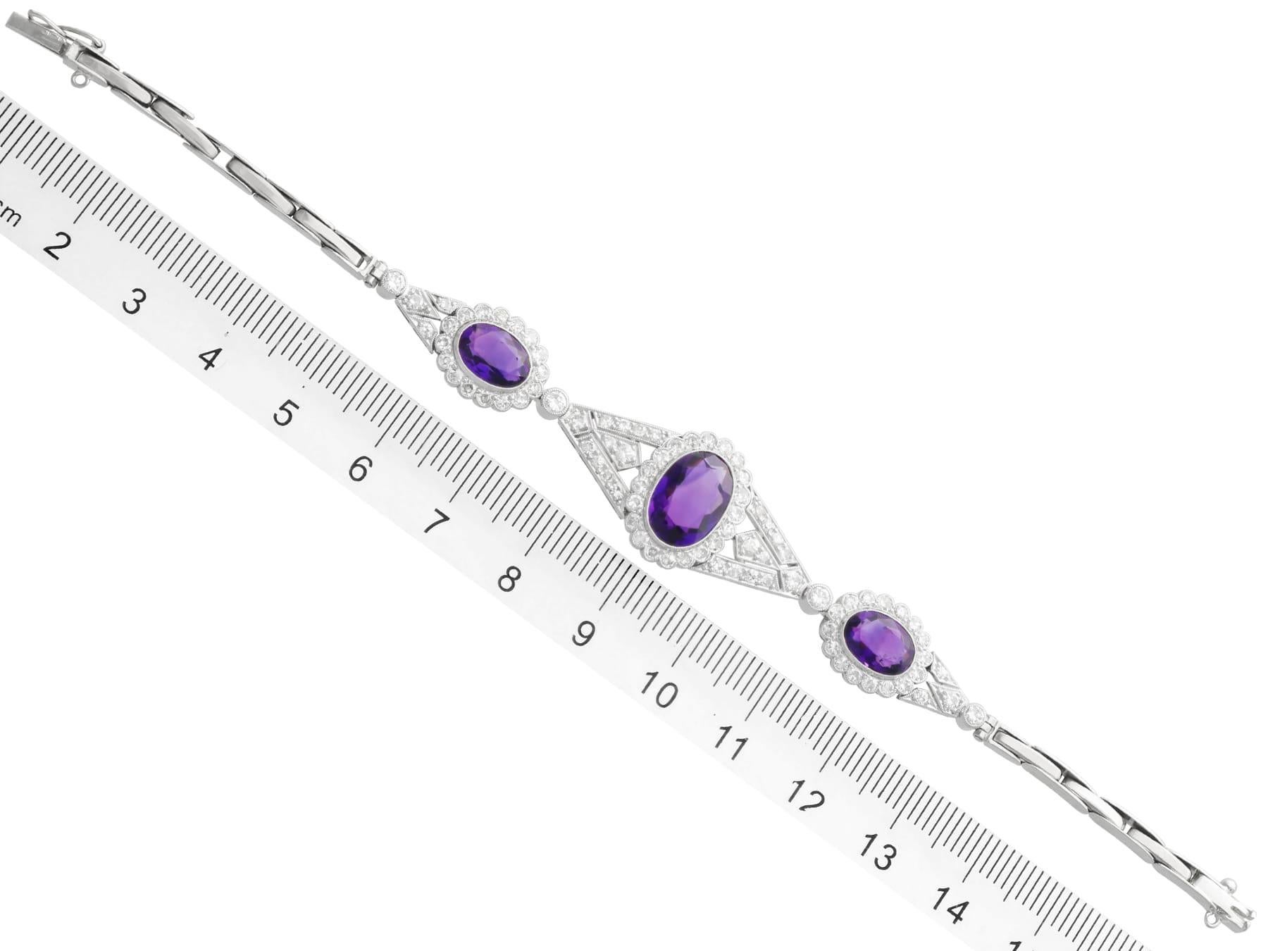 Bracelet en or blanc 18 carats avec améthyste de 4,50 carats et diamants de 2,70 carats, c. 1920 en vente 5