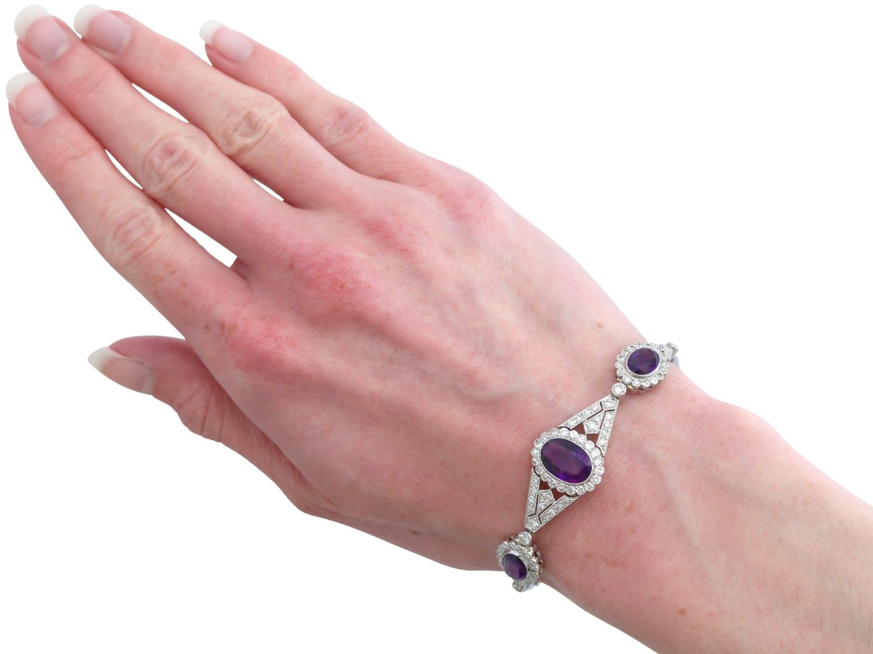 Bracelet en or blanc 18 carats avec améthyste de 4,50 carats et diamants de 2,70 carats, c. 1920 en vente 7