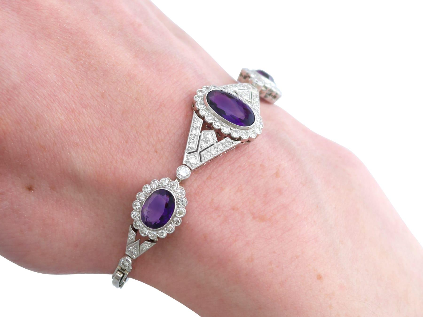 Bracelet en or blanc 18 carats avec améthyste de 4,50 carats et diamants de 2,70 carats, c. 1920 en vente 8