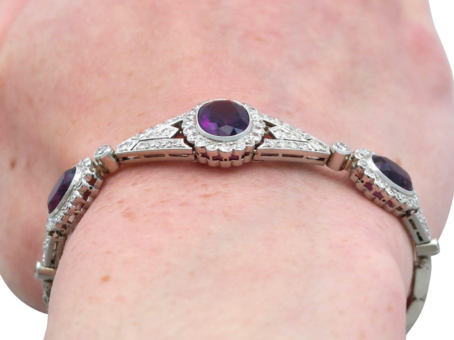 Bracelet en or blanc 18 carats avec améthyste de 4,50 carats et diamants de 2,70 carats, c. 1920 en vente 9
