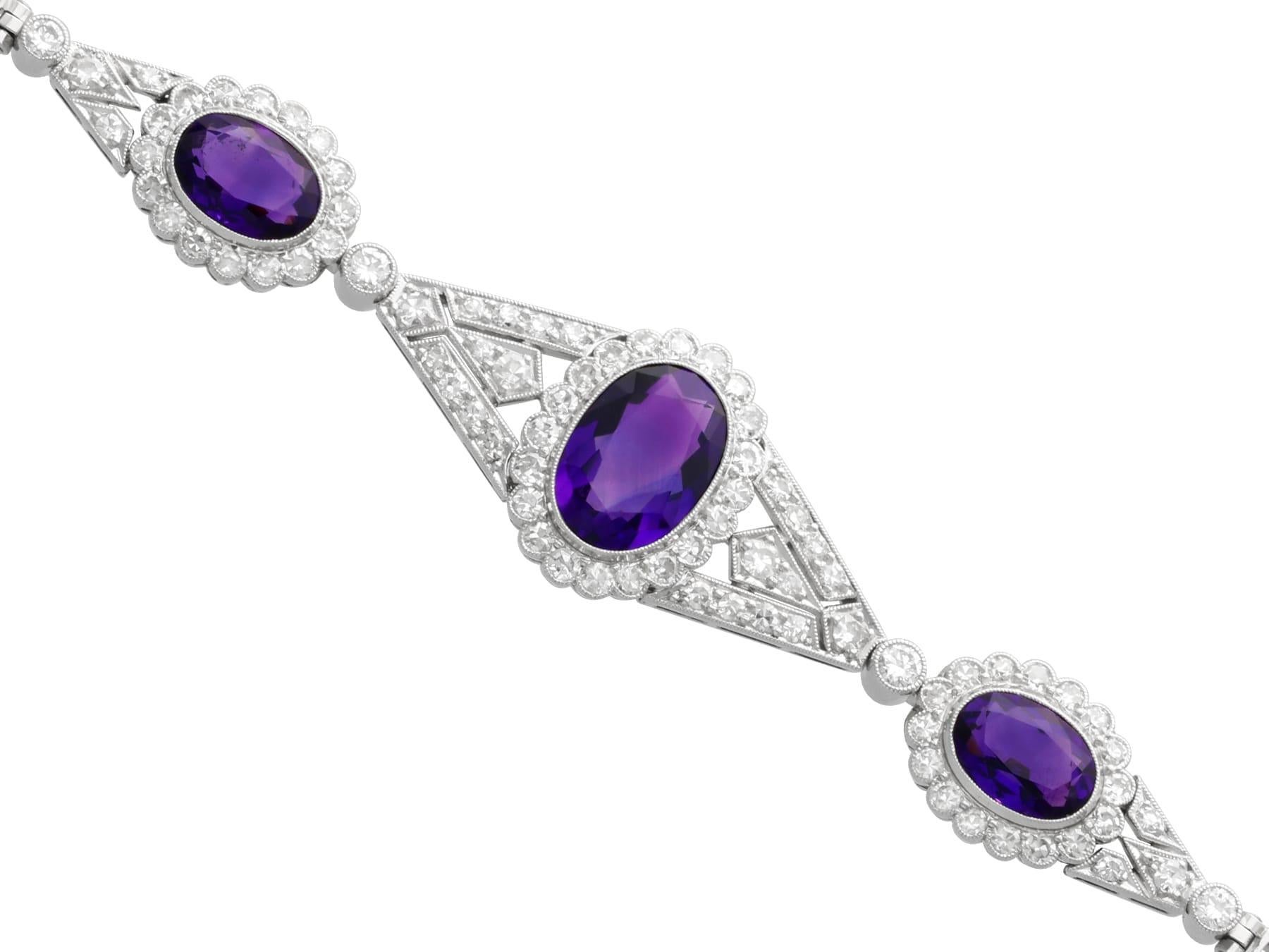 Bracelet en or blanc 18 carats avec améthyste de 4,50 carats et diamants de 2,70 carats, c. 1920 en vente 1