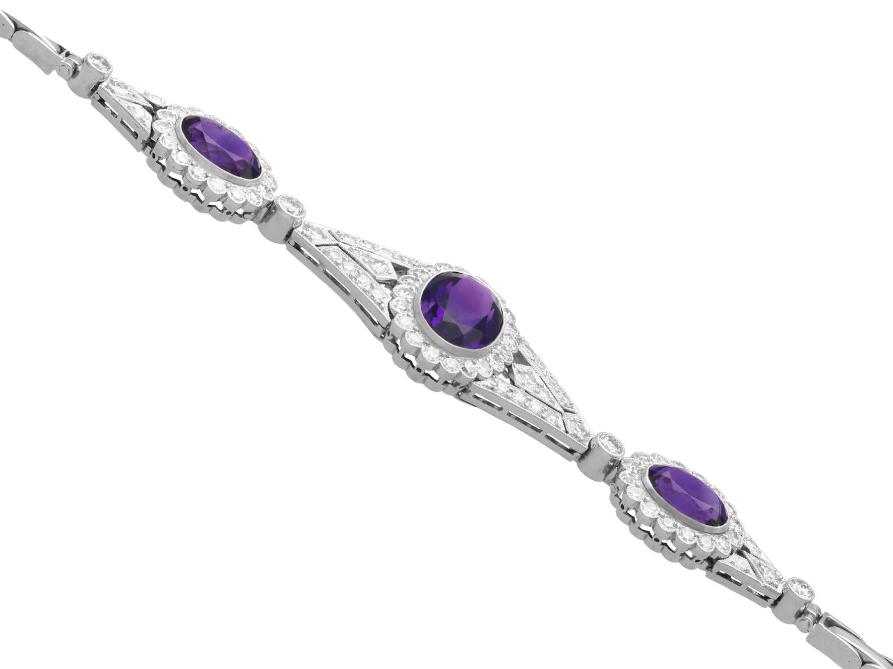 Bracelet en or blanc 18 carats avec améthyste de 4,50 carats et diamants de 2,70 carats, c. 1920 en vente 2