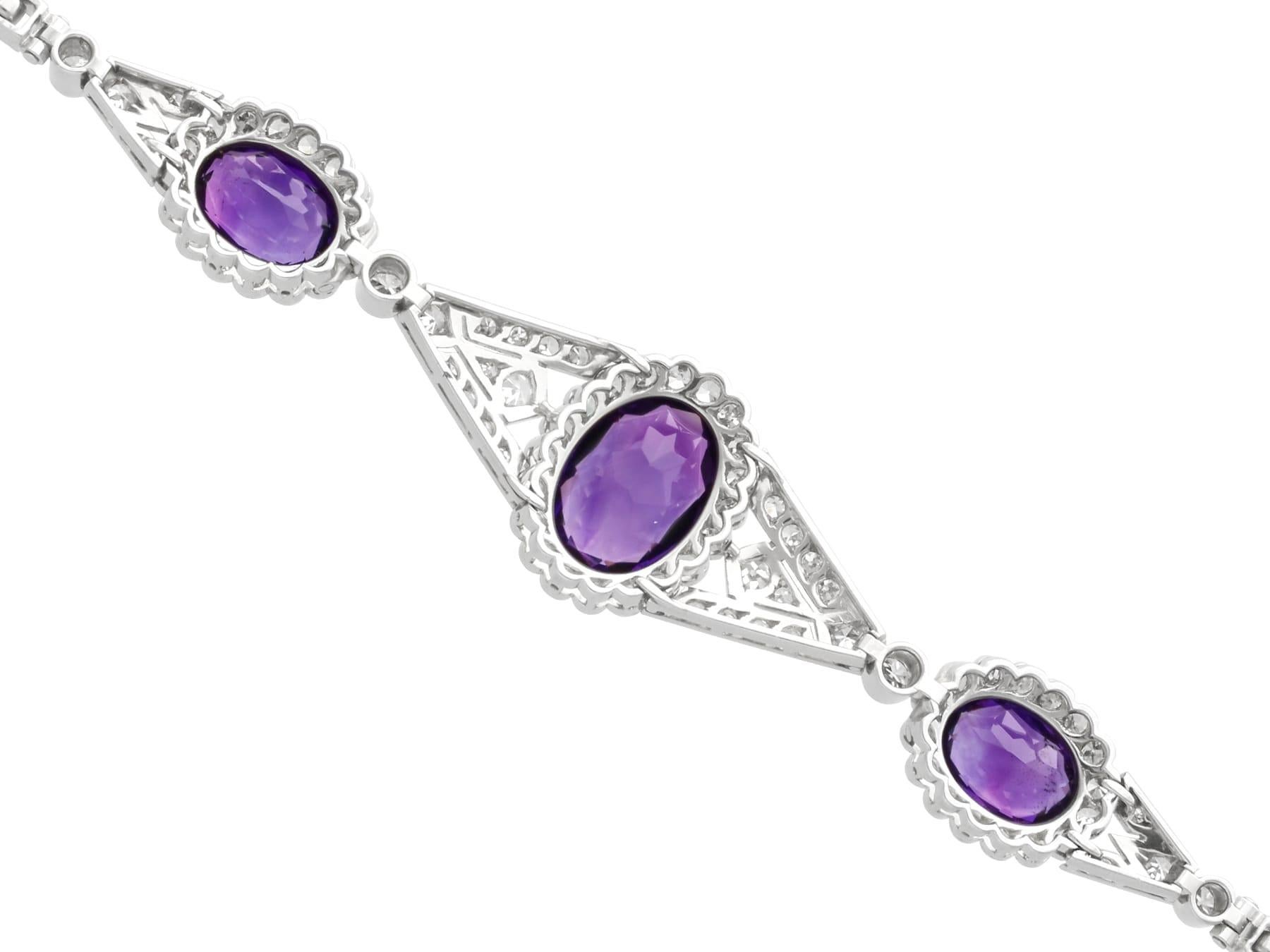 Bracelet en or blanc 18 carats avec améthyste de 4,50 carats et diamants de 2,70 carats, c. 1920 en vente 3