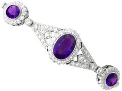 4.50 Carat Amethyst 2.70 Carat Diamond 18k White Gold Bracelet Circa 1920