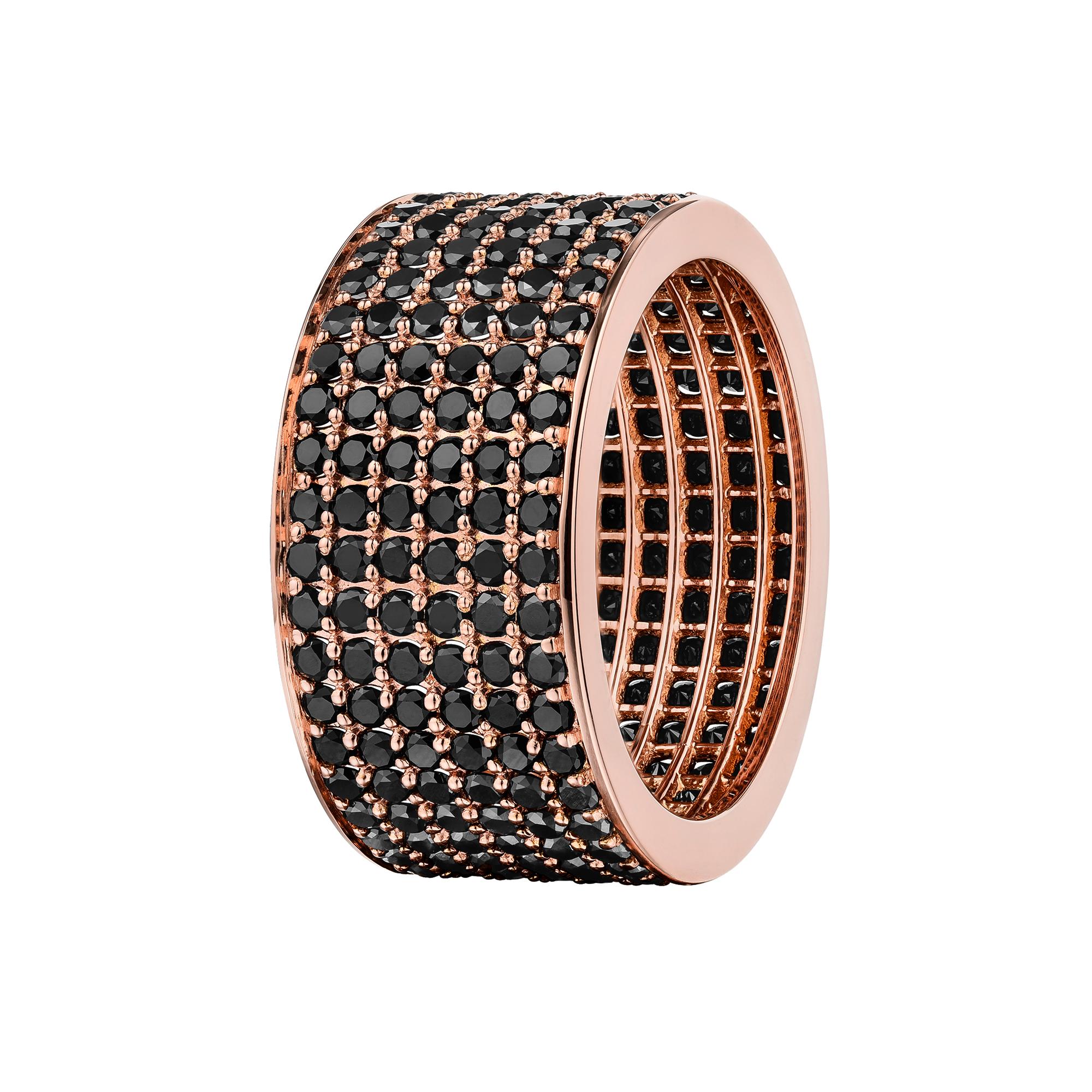 Eternity-Ring aus 14 Karat Roségold mit 4,50 Karat schwarzem Diamant Mikro-Pavé-Diamant