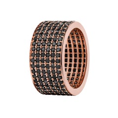 Anneau d'éternité en or rose 14 carats avec diamants noirs de 4,50 carats micro-pavés