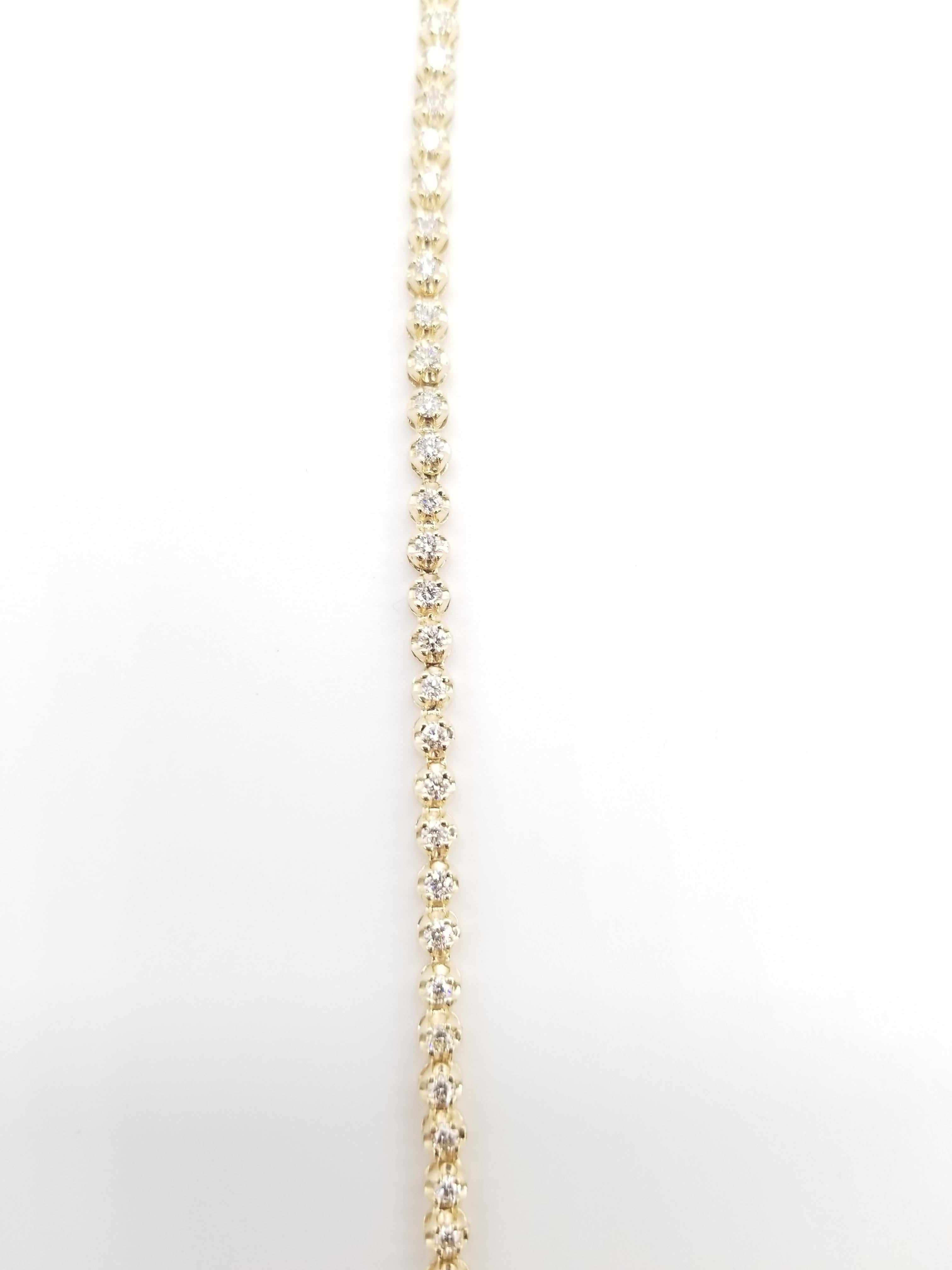 Round Cut 4.50 Carat Buttercup Round Brilliant Diamond Necklace 14 Karat Yellow Gold 20'' For Sale