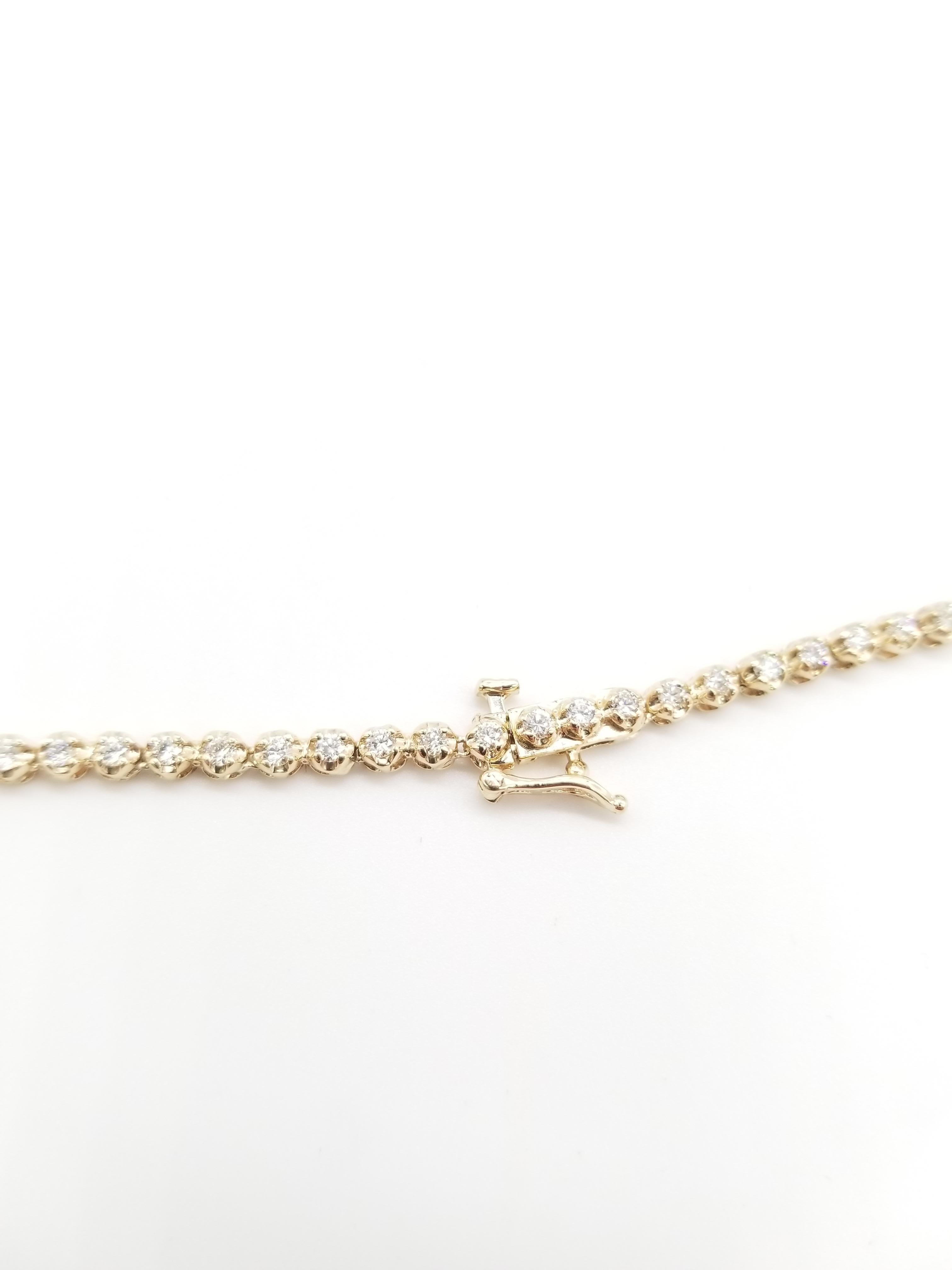 Women's or Men's 4.50 Carat Buttercup Round Brilliant Diamond Necklace 14 Karat Yellow Gold 20'' For Sale