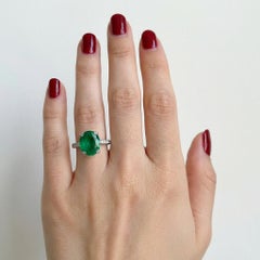 4.50 Carat Colombian Emerald Diamond Platinum Ring C. Dunaigre