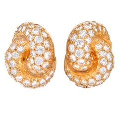 4.50 Carat Diamond 18K Gold Intertwined Clip-On Earrings