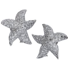 4.50 Carat Diamond Pave Starfish Omega-Back Earrings