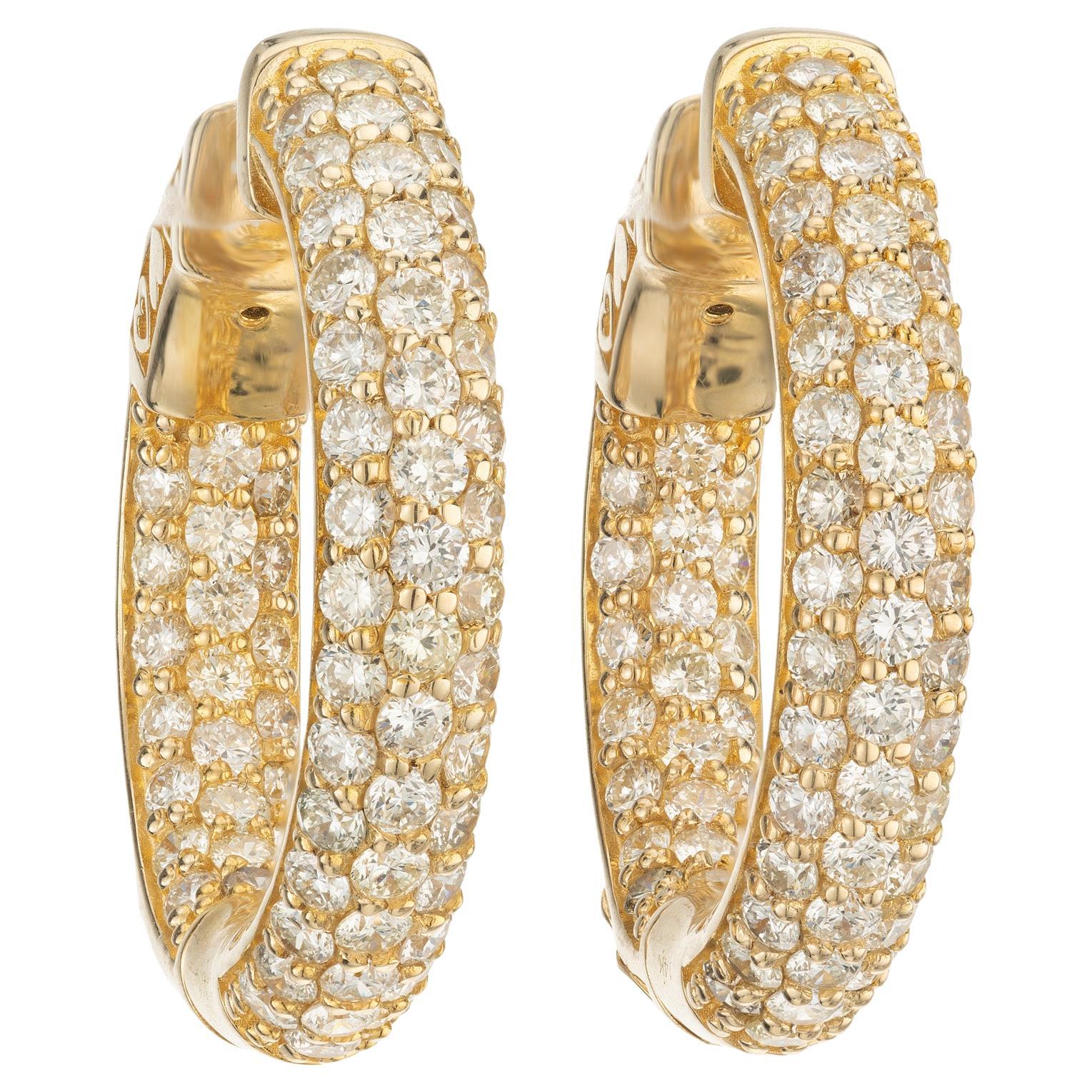 4.50 Carat Diamond Yellow Gold Hoop Earrings