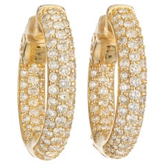 4.50 Carat Diamond Yellow Gold Hoop Earrings