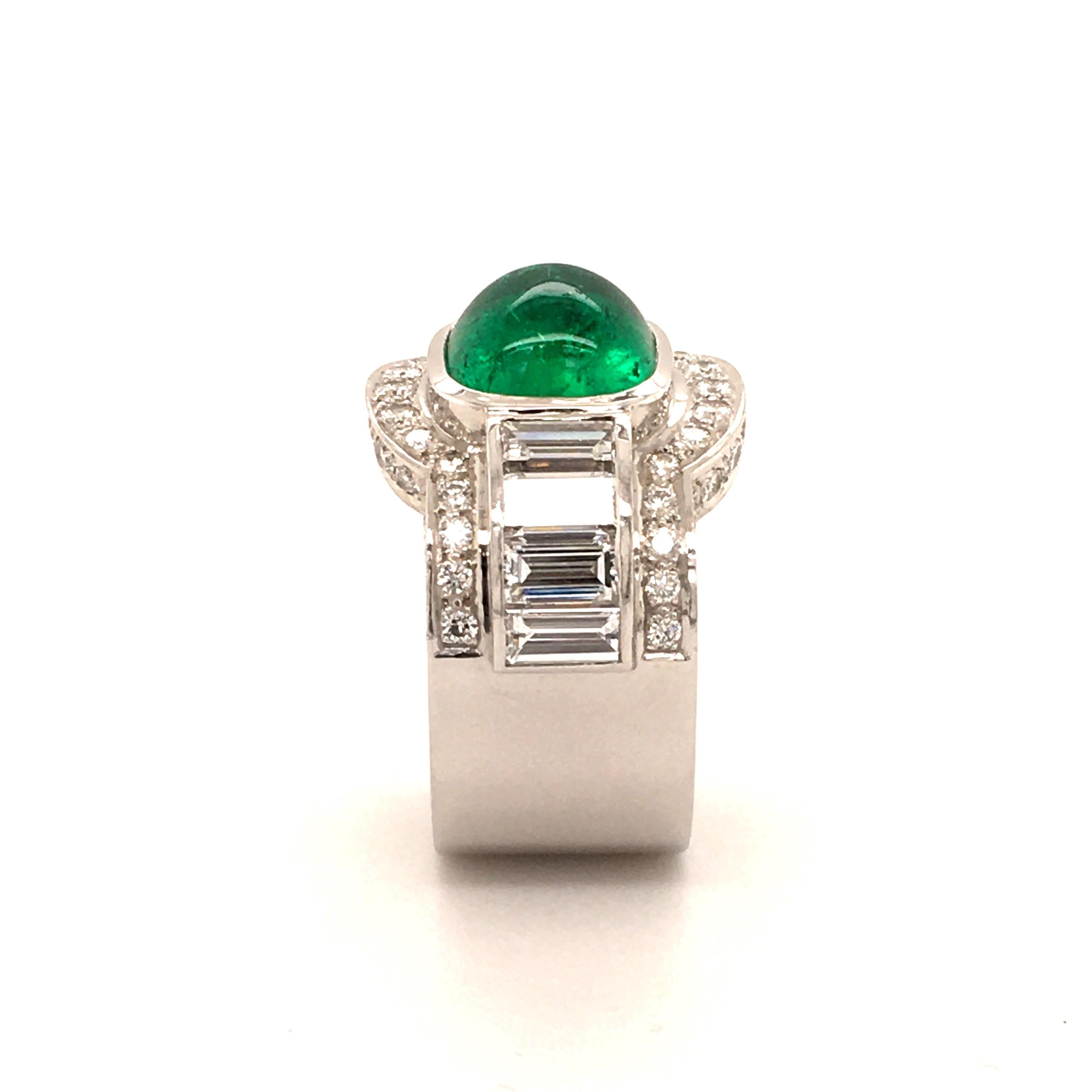 4.50 Carat Emerald and Diamond Ring in 18 Karat White Gold For Sale 2