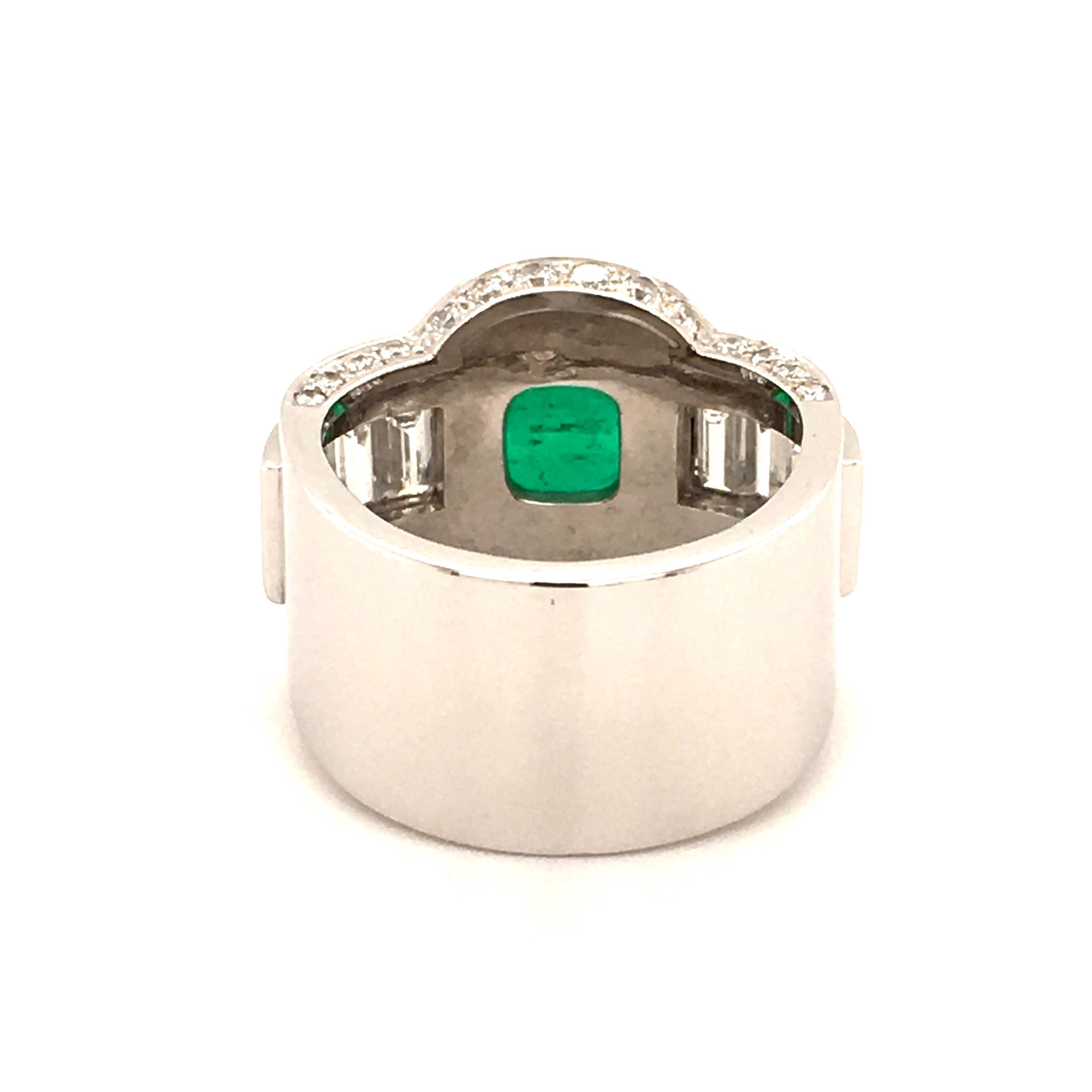 4.50 Carat Emerald and Diamond Ring in 18 Karat White Gold For Sale 3