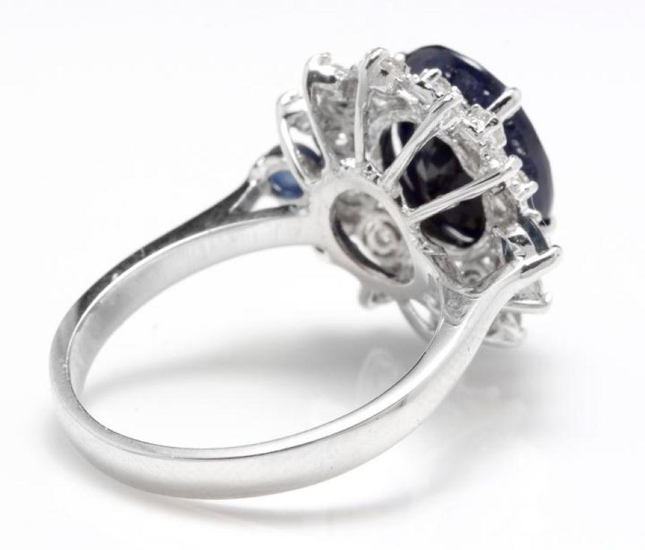 4.50 Carat Exquisite Natural Blue Sapphire and Diamond 14 Karat Solid White Gold In New Condition For Sale In Los Angeles, CA