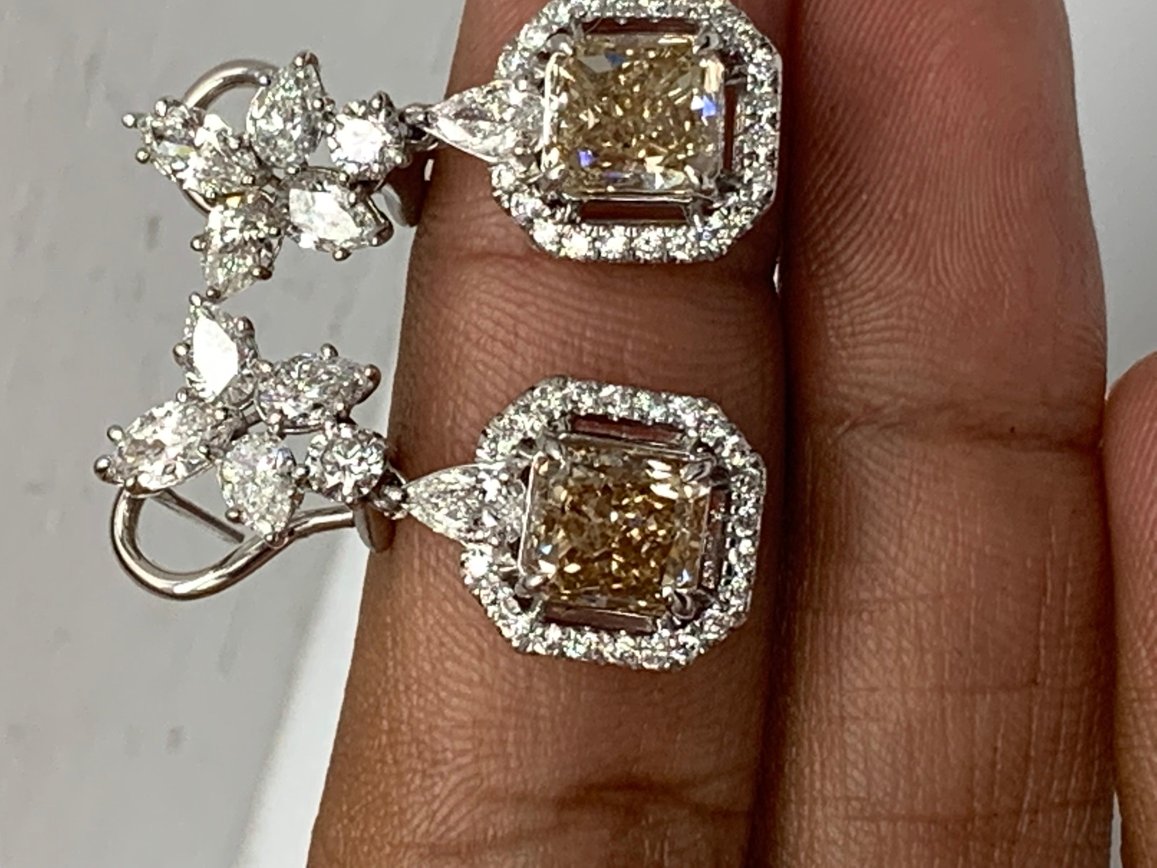 4.50 Carat Fancy Brown Diamond and Diamond Drop Earrings in 18K White Gold For Sale 5