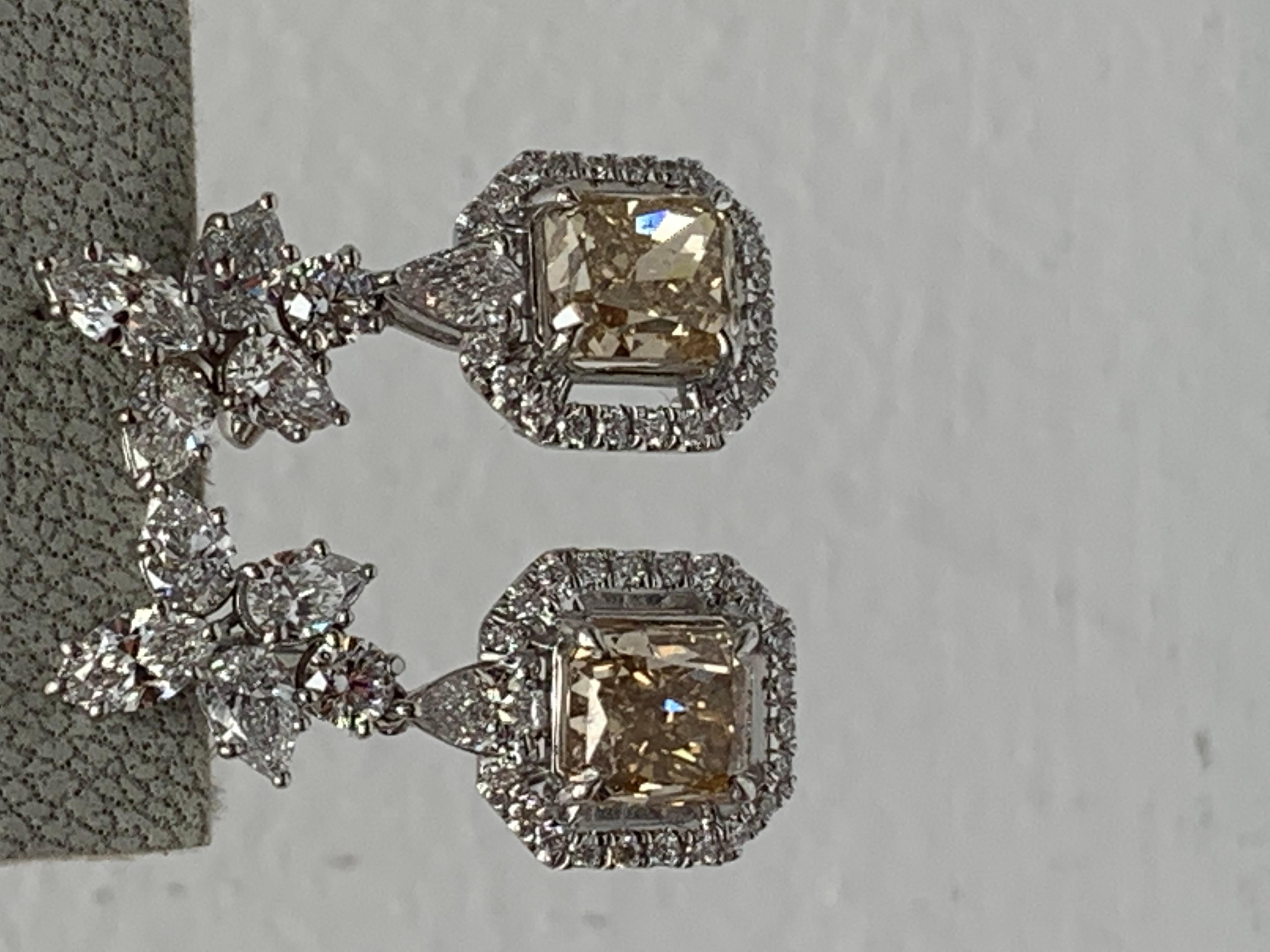 Contemporary 4.50 Carat Fancy Brown Diamond and Diamond Drop Earrings in 18K White Gold For Sale