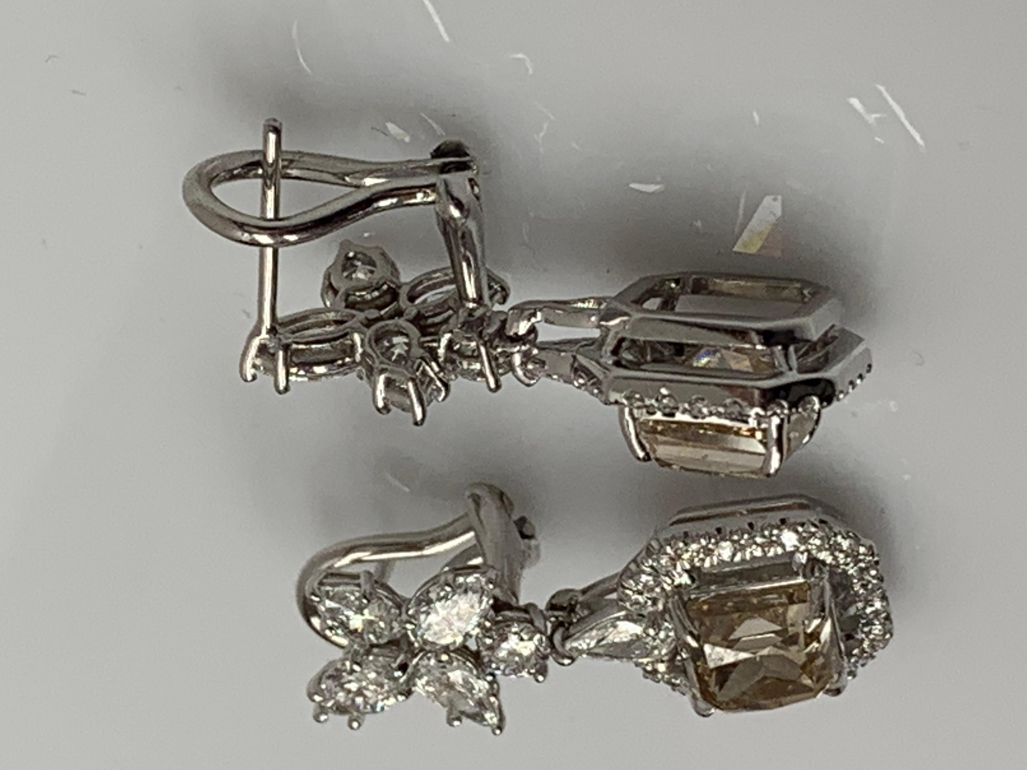 4.50 Carat Fancy Brown Diamond and Diamond Drop Earrings in 18K White Gold For Sale 3