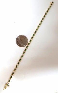 4.50 Carat Green Natural Emerald Diamonds Tennis Bracelet 14 Karat G/Vs