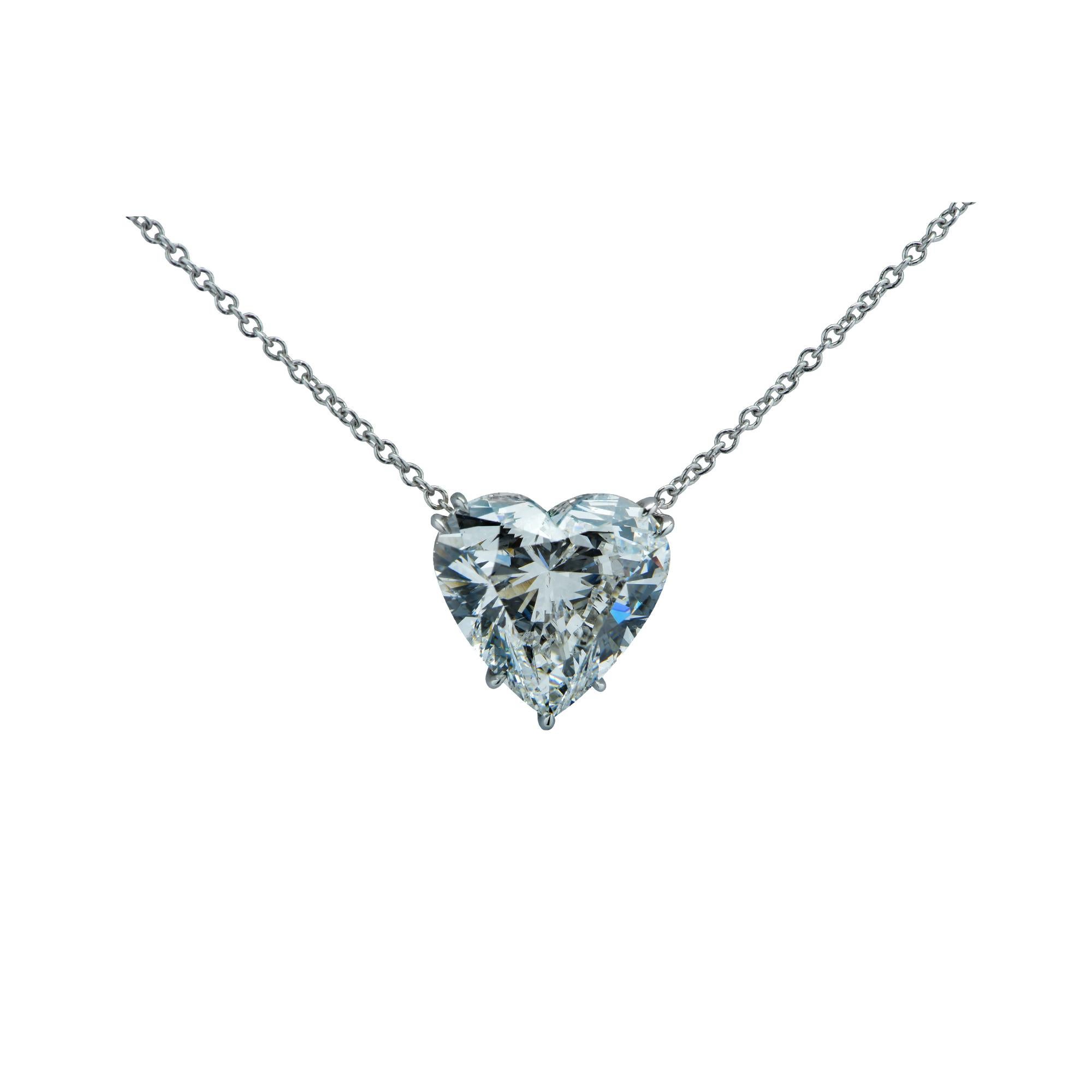 Women's or Men's Vivid Diamonds 4.50 Carat Heart Shape Diamond and Platinum Necklace