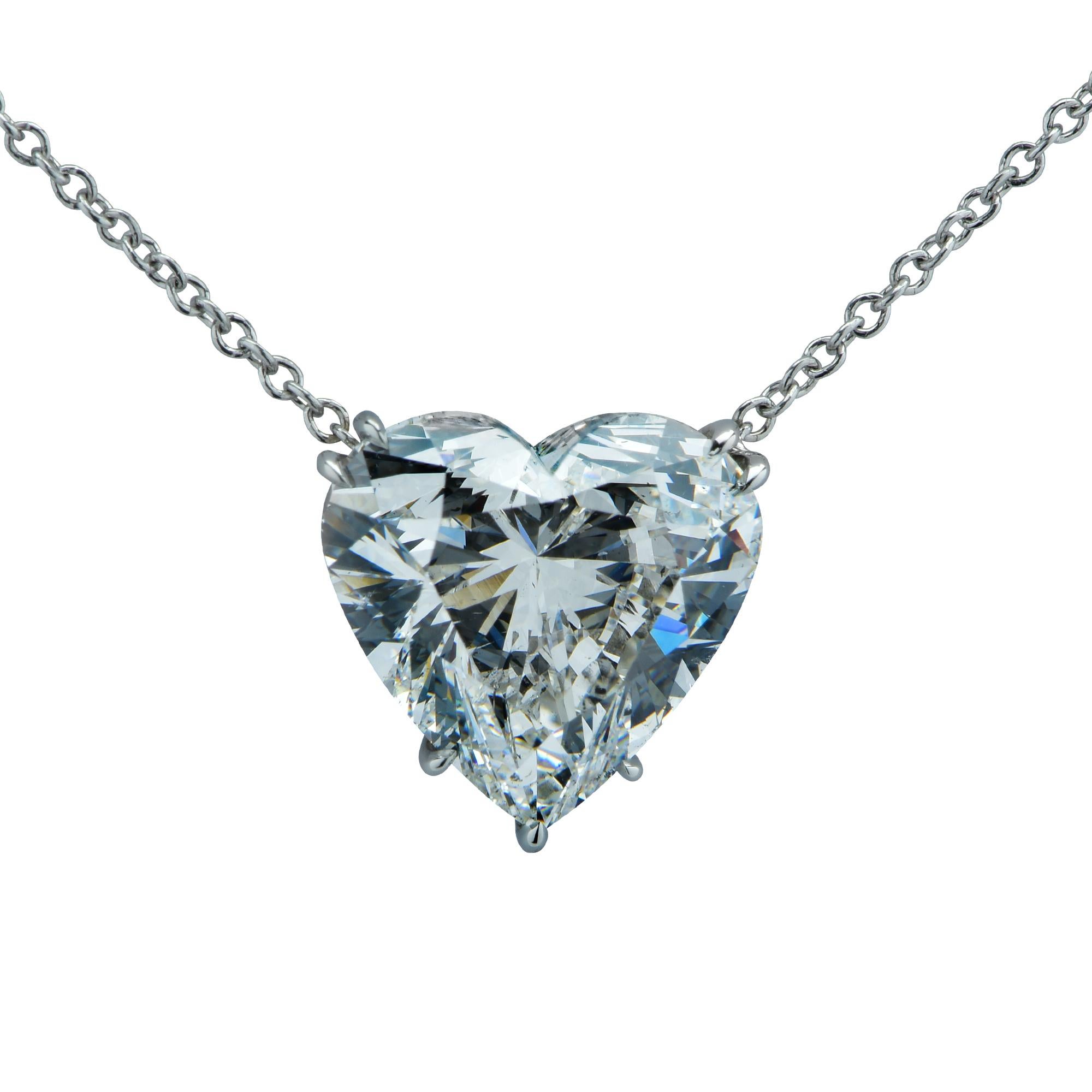 Vivid Diamonds 4.50 Carat Heart Shape Diamond and Platinum Necklace 1