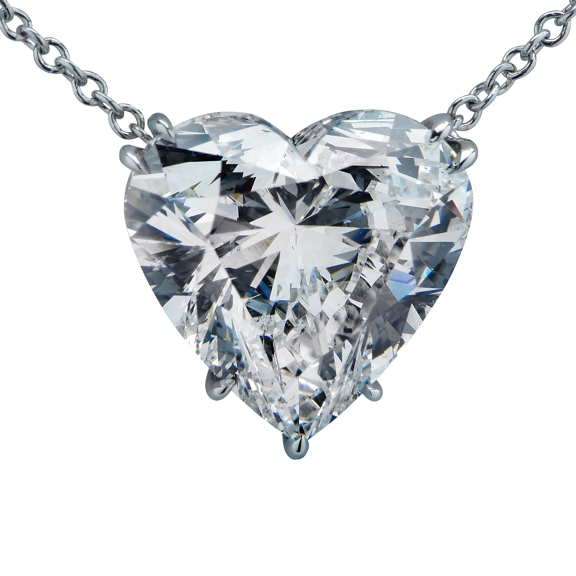 Vivid Diamonds 4.50 Carat Heart Shape Diamond and Platinum Necklace
