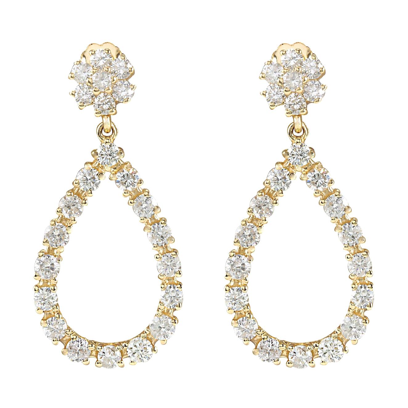 2.15 Carat Natural Emerald 18 Karat Yellow Gold Diamond Earrings For ...