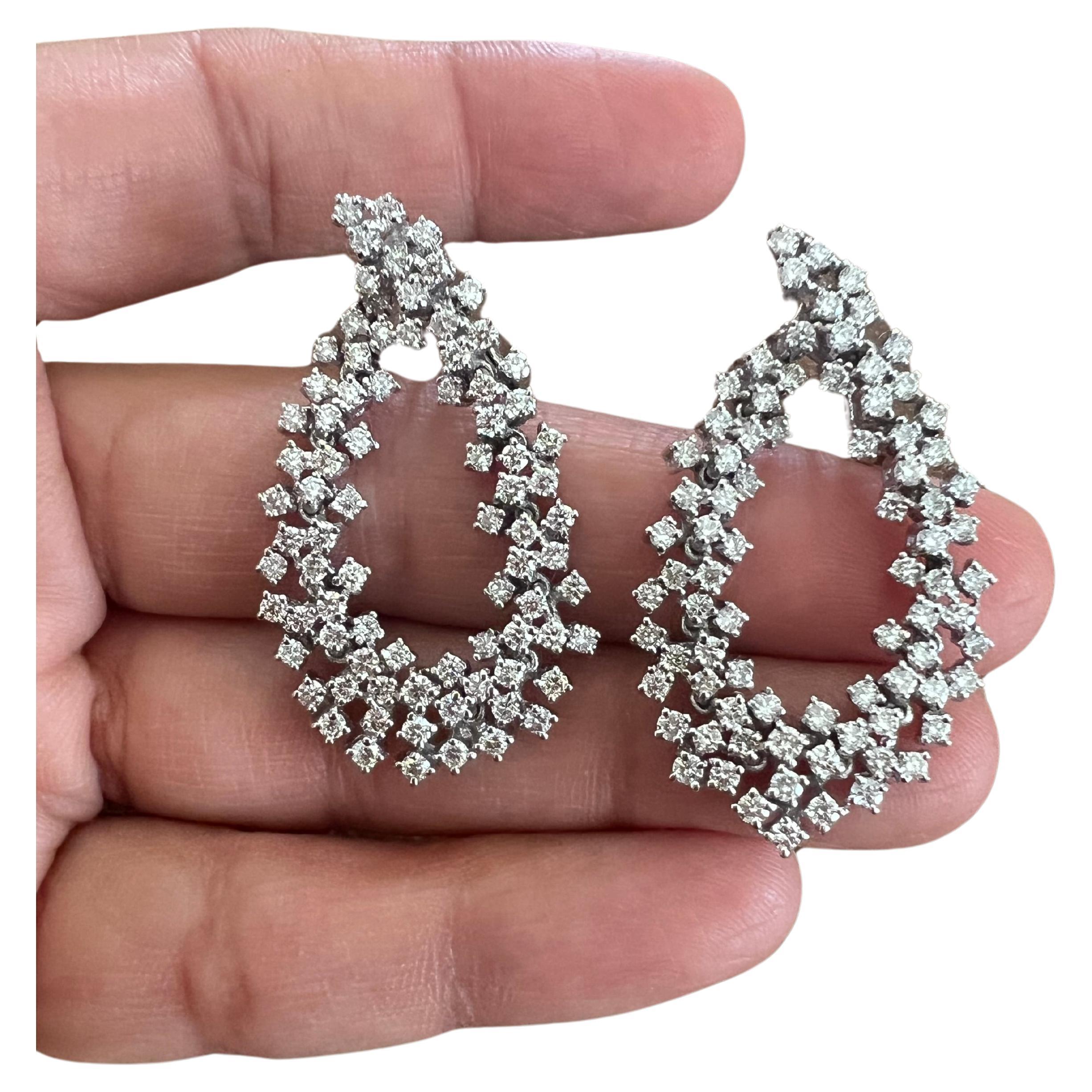 4.50 Carat Natural Diamond White Gold Cocktail Earrings