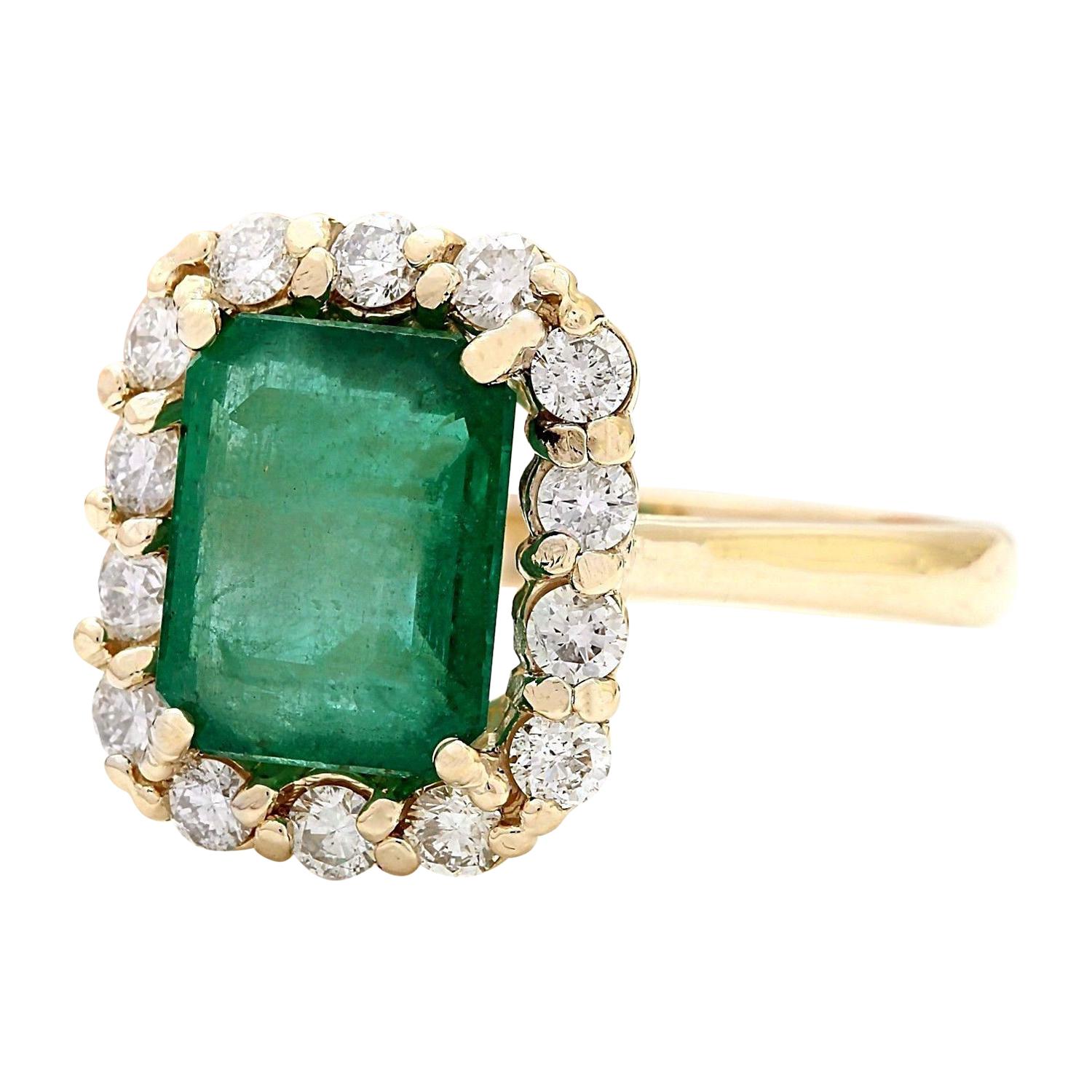 4.50 Carat Natural Emerald 14K Solid Yellow Gold Diamond Ring
 Item Type: Ring
 Item Style: Engagement
 Material: 14K Yellow Gold
 Mainstone: Emerald
 Stone Color: Green
 Stone Weight: 3.50 Carat
 Stone Shape: Princess
 Stone Quantity: 1
 Stone