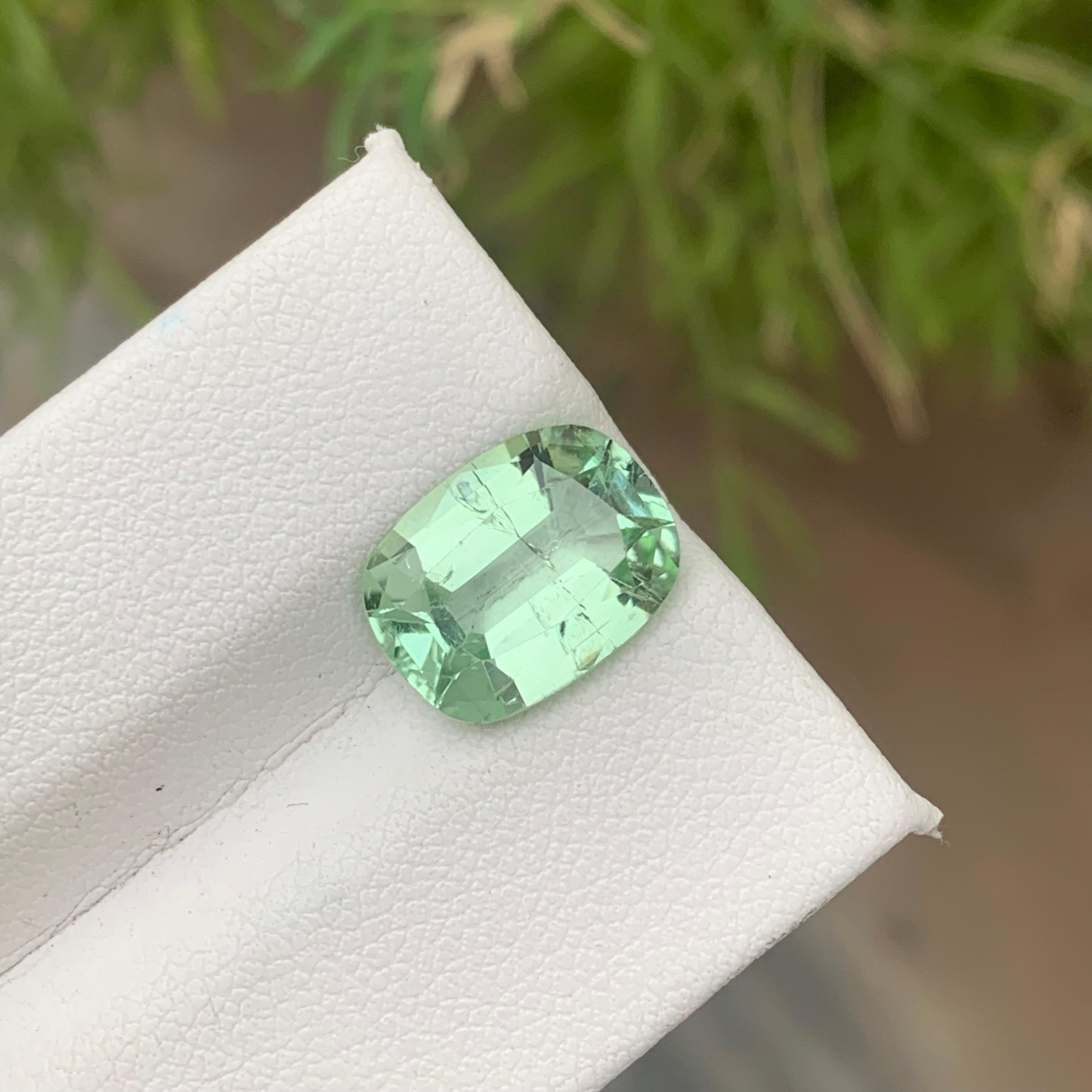 Arts and Crafts 4.50 Carat Natural Faceted Mint Green Tourmaline October Birthstone For Sale