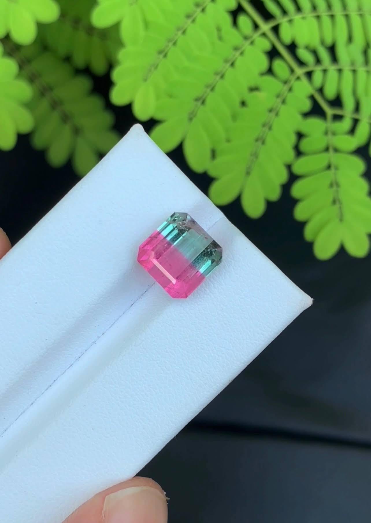 4.50 Carat Natural Loose Bi Color Tourmaline Stone Emerald Cut Afghan Gemstone For Sale 6