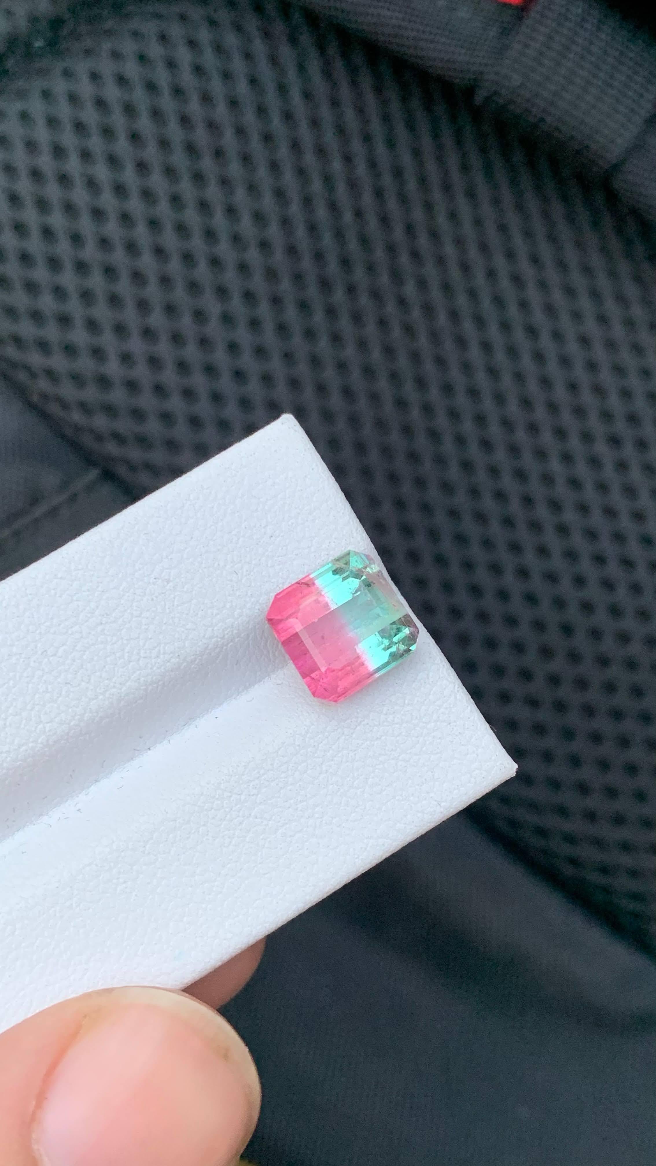 4.50 Carat Natural Loose Bi Color Tourmaline Stone Emerald Cut Afghan Gemstone For Sale 3