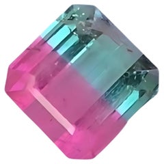 4.50 Carat Natural Loose Bi Color Tourmaline Stone Emerald Cut Afghan Gemstone