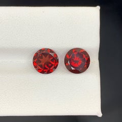 4.50 Carat Natural Loose Bright Red Garnet Pair Round Cut  Madagascar's Gemstone