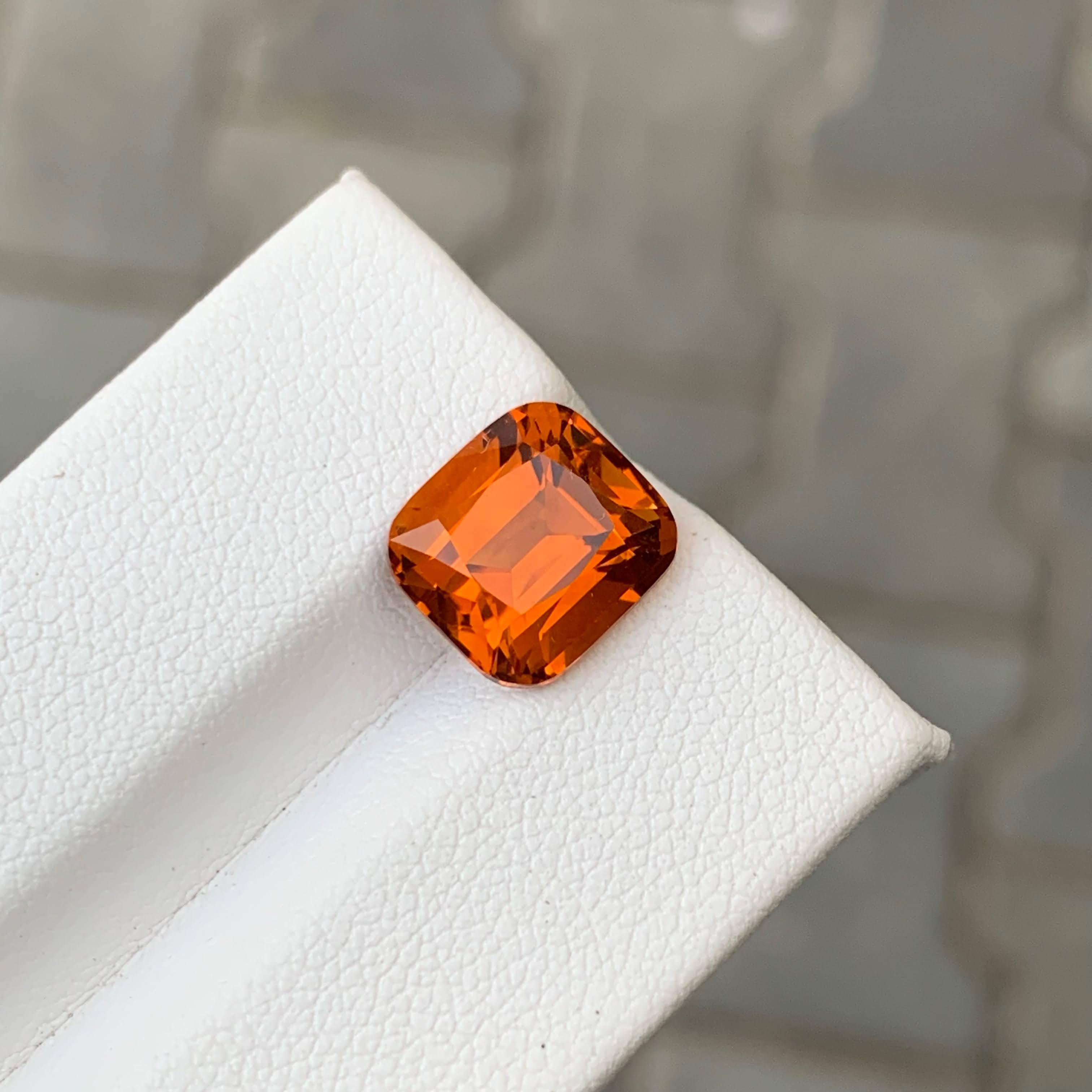 Taglio cuscino 4,50 Carati Nature Arancione Sciolto Madeira Citrino Taglio Cuscino Gemma Portoghese in vendita