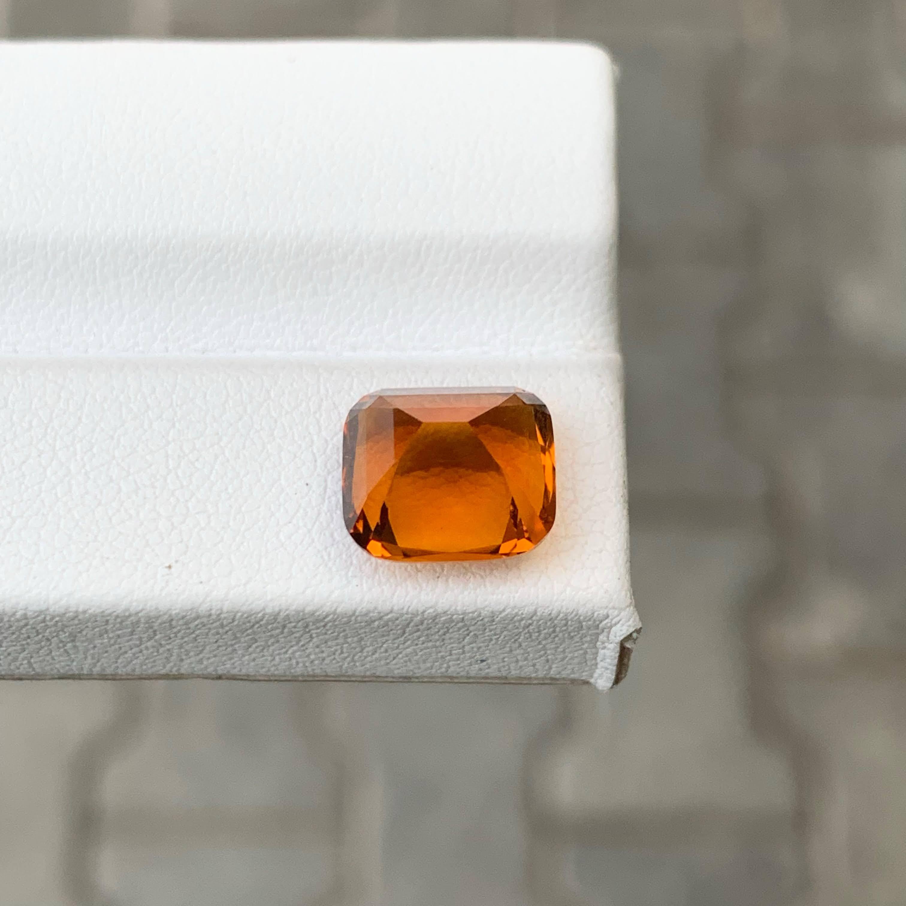 4,50 Carati Nature Arancione Sciolto Madeira Citrino Taglio Cuscino Gemma Portoghese in vendita 2