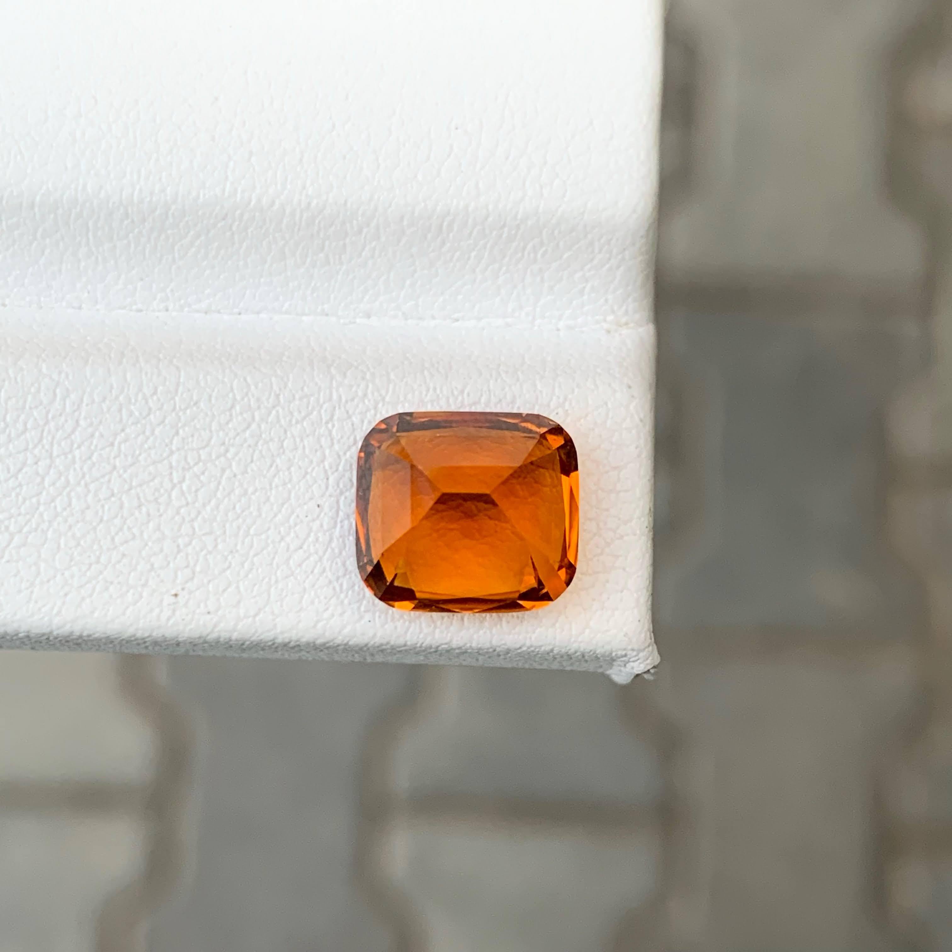 4,50 Carati Nature Arancione Sciolto Madeira Citrino Taglio Cuscino Gemma Portoghese in vendita 3