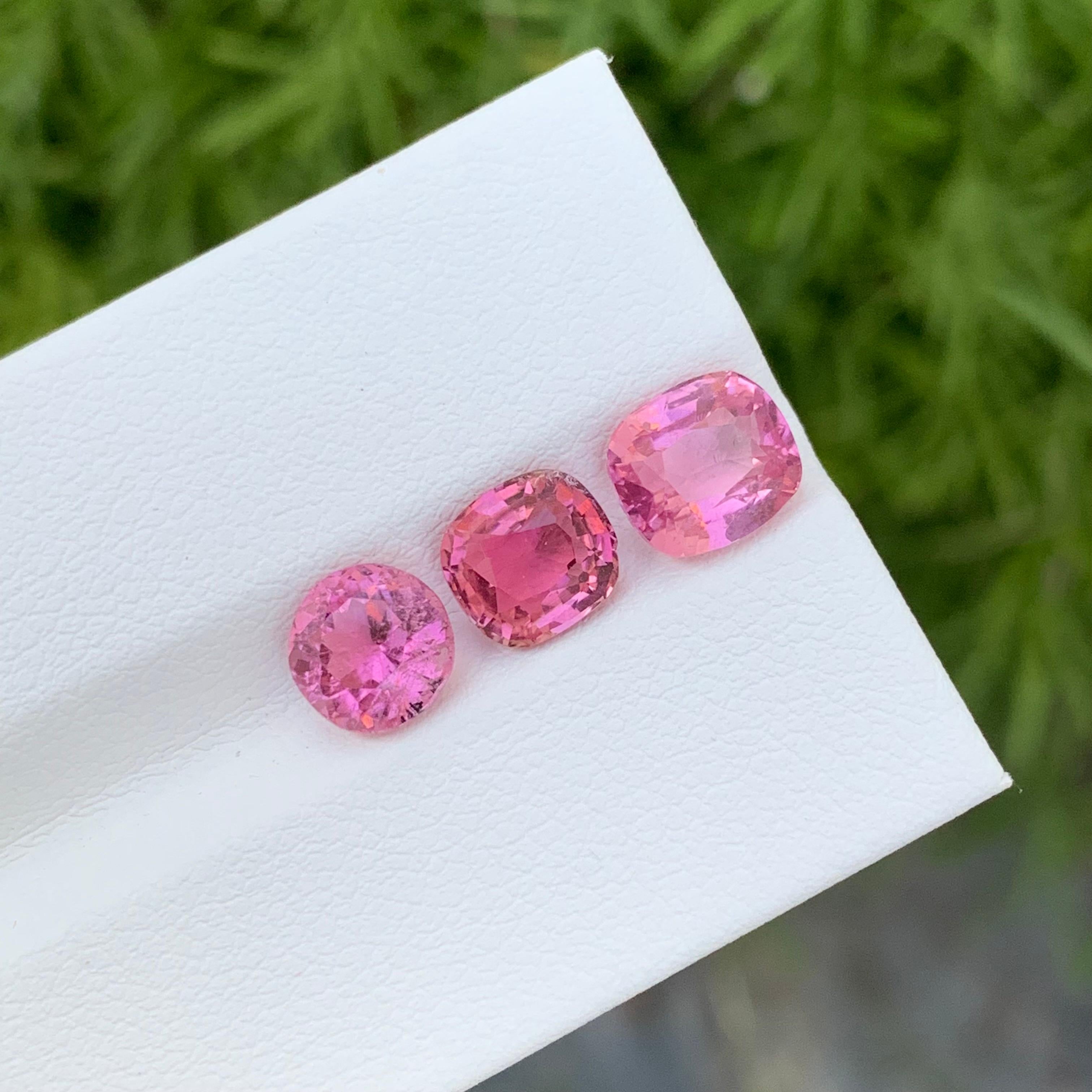 Loose Pink Tourmaline
Weight: 4.50 Carats
Sizes: 1.90 , 1.25 , 1.40 Carats 
Colour: Pink
Origin: Afghanistan
Shape : Cushion
Certificate: On Demand
Treatment: Non

Pink tourmaline, known for its captivating hue ranging from delicate pastel shades to