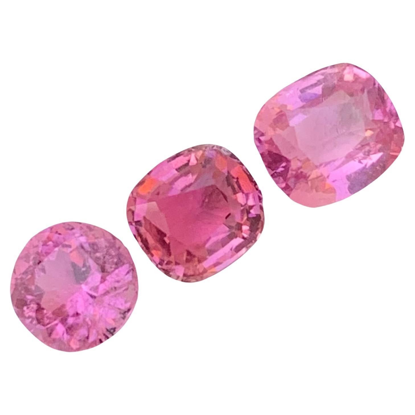 4.50 Carat Natural Loose Pink Tourmaline Set Cushion Shape Gem For Jewellery  For Sale