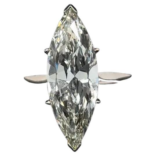 4.50 Carat Natural Marquise Diamond Platinum Solitaire Ring