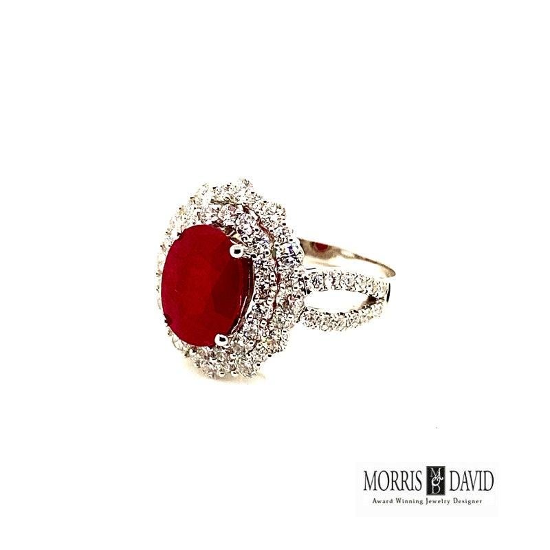 For Sale:  4.50 Carat Natural Oval Ruby and Diamond Ring 18 Karat White Gold 2