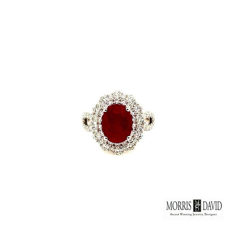 For Sale:  4.50 Carat Natural Oval Ruby and Diamond Ring 18 Karat White Gold 3