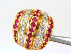 4.50 Carat Natural Red Ruby Diamond Earrings 14 Karat Bead Set Five-Row 3D