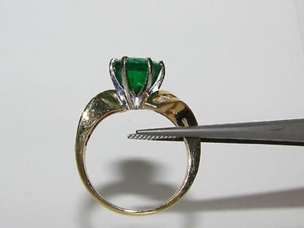 4.50 Carat Natural Round Emerald Diamond Cocktail A+ For Sale 5