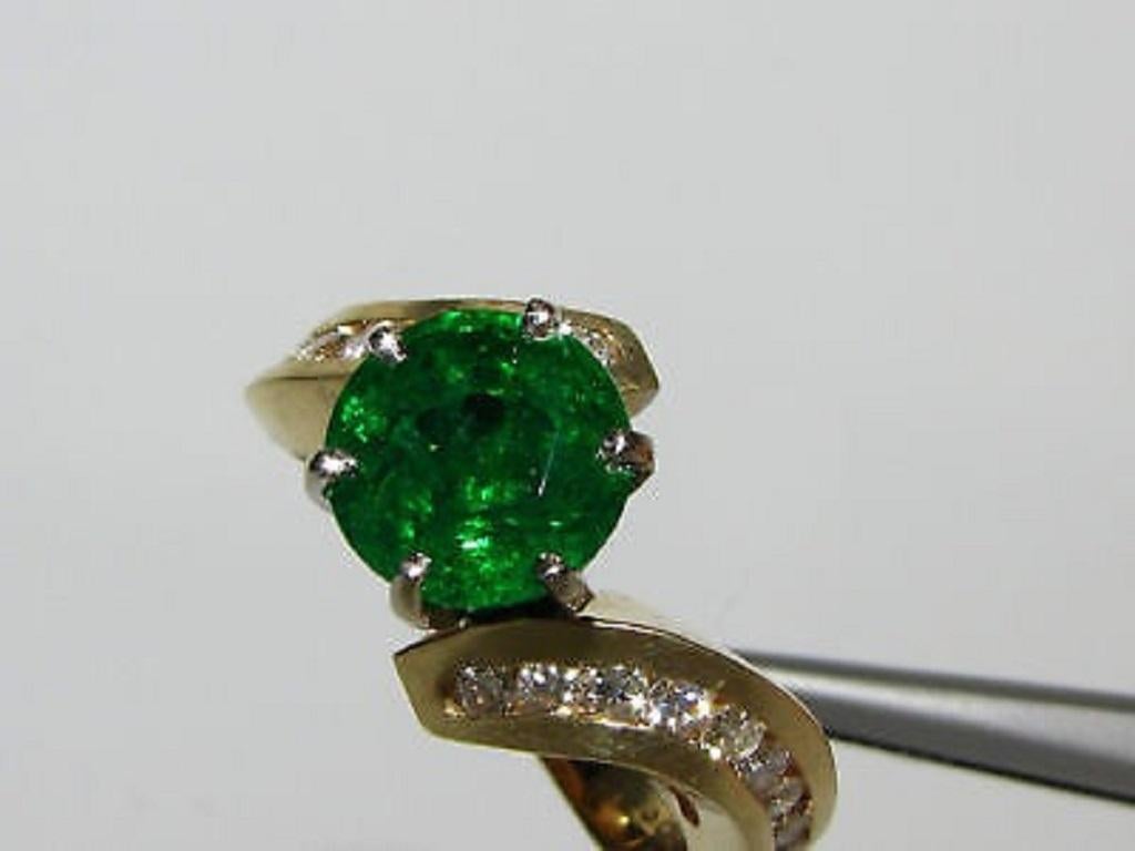 4.50 Carat Natural Round Emerald Diamond Cocktail A+ For Sale 1