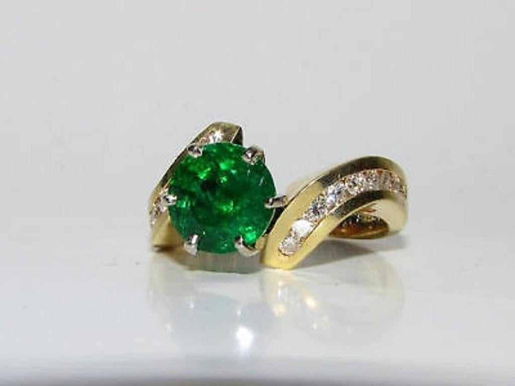 4.50 Carat Natural Round Emerald Diamond Cocktail A+ For Sale 4
